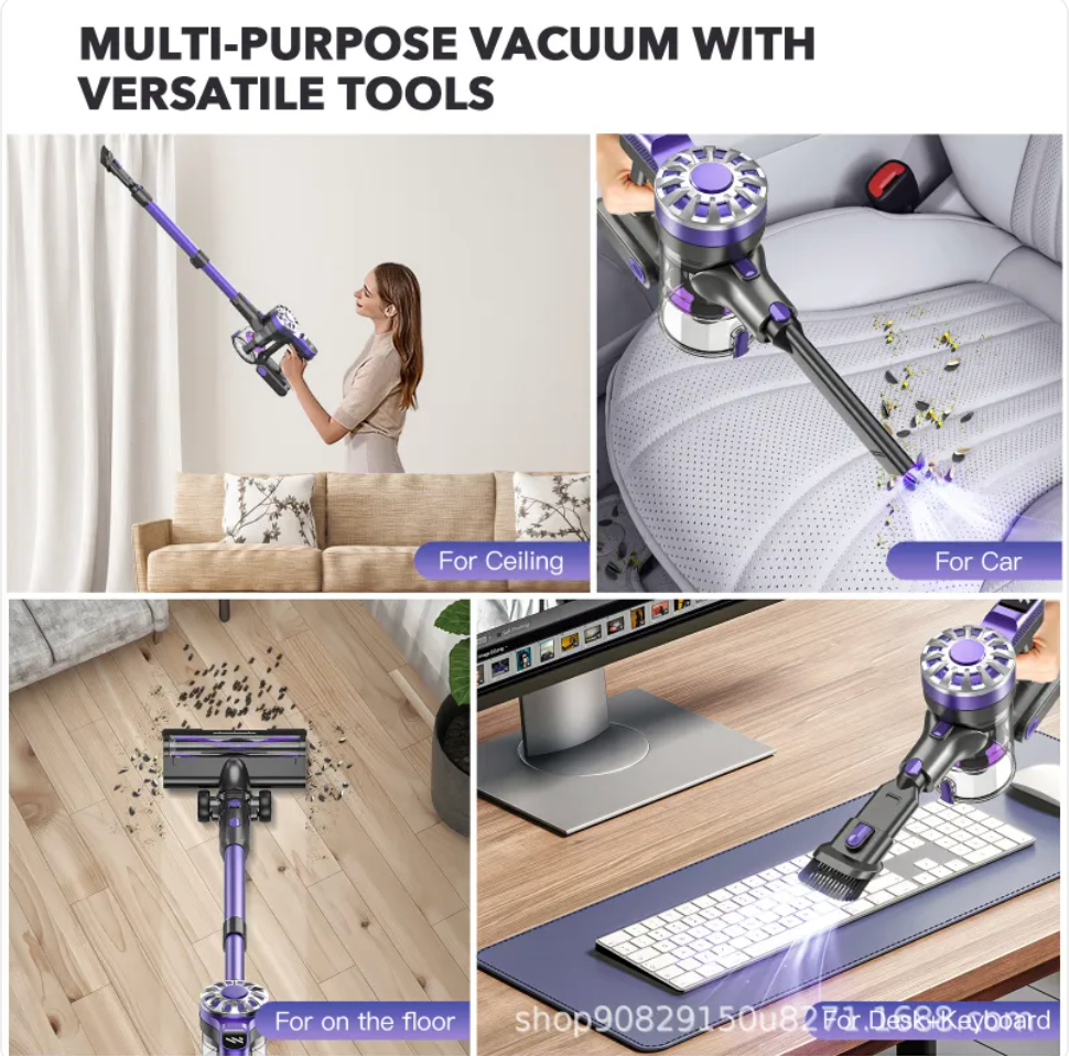 Cordless Stick Vacuum - Lightweight 150W Home & Pet Hair Cleaner